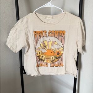 Altar'd State Cream Graphic Crop Top